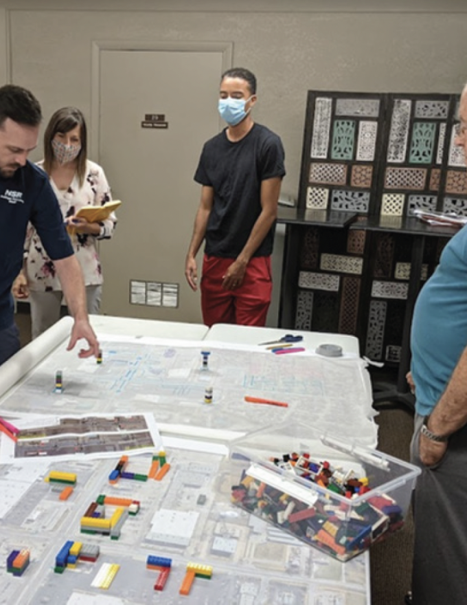 Community engagement workshop with maps