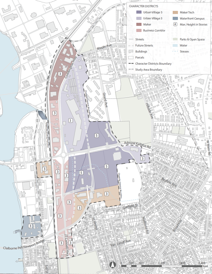District map with color coded parcel zoning
