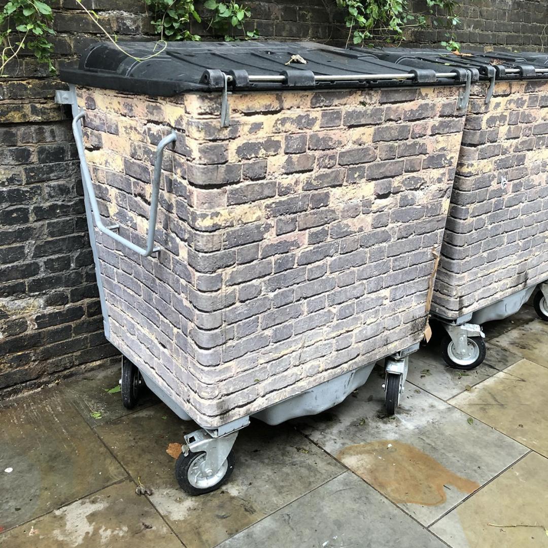 camouflage wheelie bins